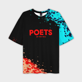 Мужская футболка oversize 3D с принтом Poets of the fall краски брызги ,  |  | 