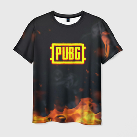Мужская футболка 3D с принтом Pubg fire abstraction в Курске, 100% полиэфир | прямой крой, круглый вырез горловины, длина до линии бедер | 