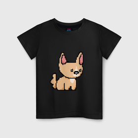 Детская футболка хлопок с принтом Пиксельная собачка в Екатеринбурге, 100% хлопок | круглый вырез горловины, полуприлегающий силуэт, длина до линии бедер | 