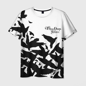 Мужская футболка 3D с принтом Three Days Grace вороны бенд в Новосибирске, 100% полиэфир | прямой крой, круглый вырез горловины, длина до линии бедер | Тематика изображения на принте: 