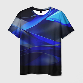 Мужская футболка 3D с принтом Темный синий абстрактный геометрический фон в Курске, 100% полиэфир | прямой крой, круглый вырез горловины, длина до линии бедер | Тематика изображения на принте: 