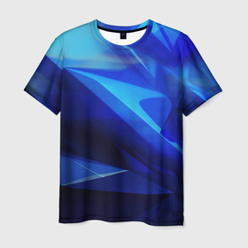 Мужская футболка 3D с принтом Темный синий абстрактный геометрический  фон в Петрозаводске, 100% полиэфир | прямой крой, круглый вырез горловины, длина до линии бедер | 