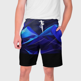 Мужские шорты 3D с принтом Темный синий абстрактный  геометрический  фон в Санкт-Петербурге,  полиэстер 100% | прямой крой, два кармана без застежек по бокам. Мягкая трикотажная резинка на поясе, внутри которой широкие завязки. Длина чуть выше колен | 