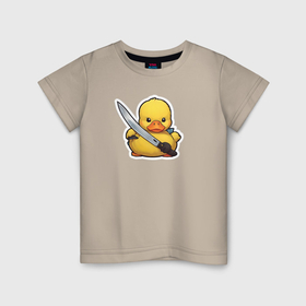 Детская футболка хлопок с принтом Боевой утенок в Тюмени, 100% хлопок | круглый вырез горловины, полуприлегающий силуэт, длина до линии бедер | 