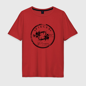 Мужская футболка хлопок Oversize с принтом Астрологические знаки рыбы в Белгороде, 100% хлопок | свободный крой, круглый ворот, “спинка” длиннее передней части | Тематика изображения на принте: 