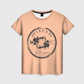Женская футболка 3D с принтом Рыбы знак астрологии в Белгороде, 100% полиэфир ( синтетическое хлопкоподобное полотно) | прямой крой, круглый вырез горловины, длина до линии бедер | 