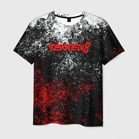Мужская футболка 3D с принтом Tekken 8 брызги красок в Екатеринбурге, 100% полиэфир | прямой крой, круглый вырез горловины, длина до линии бедер | Тематика изображения на принте: 