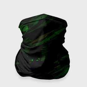 Бандана-труба 3D с принтом Зелёные узоры на чёрном фоне в Тюмени, 100% полиэстер, ткань с особыми свойствами — Activecool | плотность 150‒180 г/м2; хорошо тянется, но сохраняет форму | 