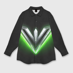 Мужская рубашка oversize 3D с принтом Зеленые неоновые лучи на черном в Санкт-Петербурге,  |  | 