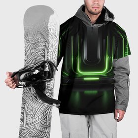 Накидка на куртку 3D с принтом Металл и зеленый яркий свет в Курске, 100% полиэстер |  | 