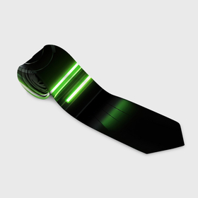Галстук 3D с принтом Металл и зеленый яркий свет , 100% полиэстер | Длина 148 см; Плотность 150-180 г/м2 | Тематика изображения на принте: 