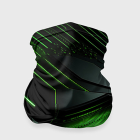 Бандана-труба 3D с принтом Металл и зеленый яркий неоновый свет в Екатеринбурге, 100% полиэстер, ткань с особыми свойствами — Activecool | плотность 150‒180 г/м2; хорошо тянется, но сохраняет форму | 