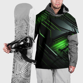 Накидка на куртку 3D с принтом Металл и зеленый яркий неоновый свет в Курске, 100% полиэстер |  | 
