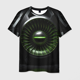 Мужская футболка 3D с принтом Металлический  абстракт  и  зеленый  неон в Курске, 100% полиэфир | прямой крой, круглый вырез горловины, длина до линии бедер | 