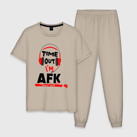 Мужская пижама хлопок с принтом AFK   away from the keyboard в Курске, 100% хлопок | брюки и футболка прямого кроя, без карманов, на брюках мягкая резинка на поясе и по низу штанин
 | 