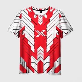 Мужская футболка 3D с принтом Красно белая броня , 100% полиэфир | прямой крой, круглый вырез горловины, длина до линии бедер | 