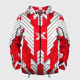 Мужская ветровка 3D с принтом Красно белая броня в Тюмени, 100% полиэстер | подол и капюшон оформлены резинкой с фиксаторами, два кармана без застежек по бокам, один потайной карман на груди | 