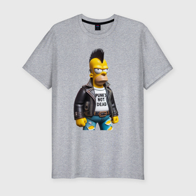 Мужская футболка хлопок Slim с принтом The harsh Homer Simpson   punks not dead , 92% хлопок, 8% лайкра | приталенный силуэт, круглый вырез ворота, длина до линии бедра, короткий рукав | 