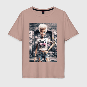 Мужская футболка хлопок Oversize с принтом Funny Barbie   punks not dead в Кировске, 100% хлопок | свободный крой, круглый ворот, “спинка” длиннее передней части | Тематика изображения на принте: 