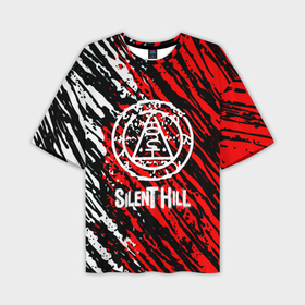 Мужская футболка oversize 3D с принтом Silent hill краски белые и красные штрихи ,  |  | Тематика изображения на принте: 
