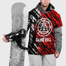 Накидка на куртку 3D с принтом Silent hill краски белые и красные штрихи , 100% полиэстер |  | Тематика изображения на принте: 