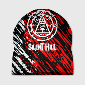 Шапка 3D с принтом Silent hill краски белые и красные штрихи , 100% полиэстер | универсальный размер, печать по всей поверхности изделия | Тематика изображения на принте: 