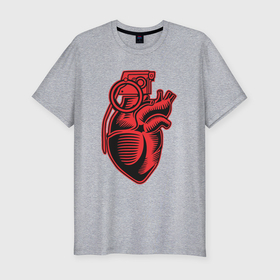 Мужская футболка хлопок Slim с принтом Взрывное сердце в Кировске, 92% хлопок, 8% лайкра | приталенный силуэт, круглый вырез ворота, длина до линии бедра, короткий рукав | 