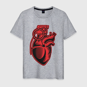 Мужская футболка хлопок с принтом Взрывное сердце в Кировске, 100% хлопок | прямой крой, круглый вырез горловины, длина до линии бедер, слегка спущенное плечо. | Тематика изображения на принте: 