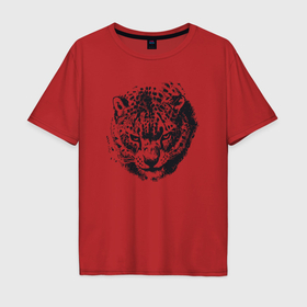 Мужская футболка хлопок Oversize с принтом Лицо леопарда , 100% хлопок | свободный крой, круглый ворот, “спинка” длиннее передней части | 