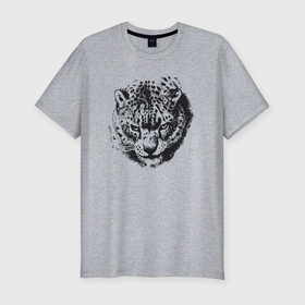 Мужская футболка хлопок Slim с принтом Лицо леопарда , 92% хлопок, 8% лайкра | приталенный силуэт, круглый вырез ворота, длина до линии бедра, короткий рукав | 