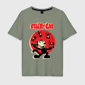 Мужская футболка хлопок Oversize с принтом Felix the cat , 100% хлопок | свободный крой, круглый ворот, “спинка” длиннее передней части | 