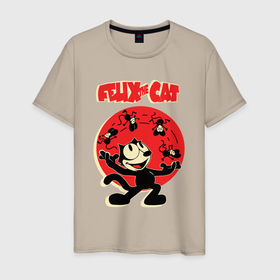 Мужская футболка хлопок с принтом Felix the cat , 100% хлопок | прямой крой, круглый вырез горловины, длина до линии бедер, слегка спущенное плечо. | 