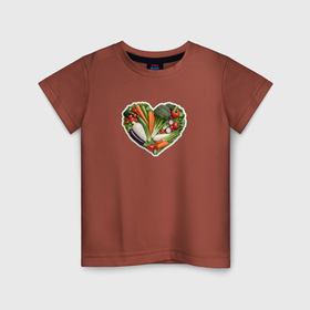 Детская футболка хлопок с принтом Сердце из овощей в Курске, 100% хлопок | круглый вырез горловины, полуприлегающий силуэт, длина до линии бедер | 