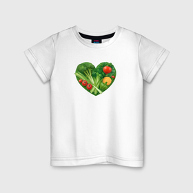 Детская футболка хлопок с принтом Сердце из овощей в Тюмени, 100% хлопок | круглый вырез горловины, полуприлегающий силуэт, длина до линии бедер | 