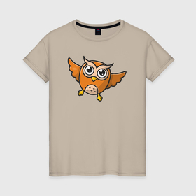 Женская футболка хлопок с принтом Забавная сова в Кировске, 100% хлопок | прямой крой, круглый вырез горловины, длина до линии бедер, слегка спущенное плечо | 