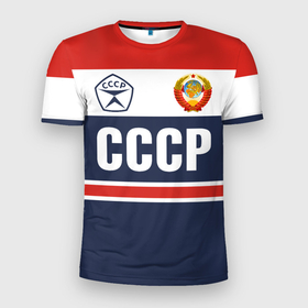 Мужская футболка 3D Slim с принтом СССР   Союз Советских Социалистических Республик в Екатеринбурге, 100% полиэстер с улучшенными характеристиками | приталенный силуэт, круглая горловина, широкие плечи, сужается к линии бедра | 