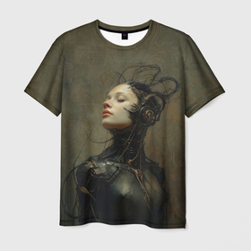 Мужская футболка 3D с принтом Гордая девушка андроид в Курске, 100% полиэфир | прямой крой, круглый вырез горловины, длина до линии бедер | Тематика изображения на принте: 
