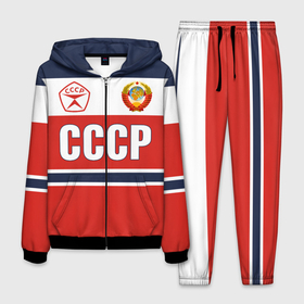 Мужской костюм 3D с принтом Союз Советских Социалистических Республик   СССР , 100% полиэстер | Манжеты и пояс оформлены тканевой резинкой, двухслойный капюшон со шнурком для регулировки, карманы спереди | 