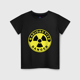 Детская футболка хлопок с принтом Danger radiation sign в Белгороде, 100% хлопок | круглый вырез горловины, полуприлегающий силуэт, длина до линии бедер | 