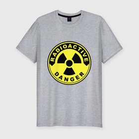 Мужская футболка хлопок Slim с принтом Danger radiation sign в Кировске, 92% хлопок, 8% лайкра | приталенный силуэт, круглый вырез ворота, длина до линии бедра, короткий рукав | 