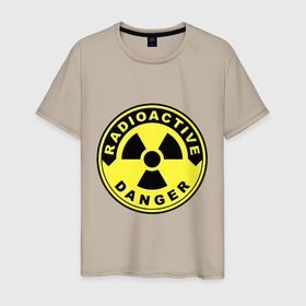 Мужская футболка хлопок с принтом Danger radiation sign , 100% хлопок | прямой крой, круглый вырез горловины, длина до линии бедер, слегка спущенное плечо. | Тематика изображения на принте: 