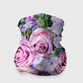 Бандана-труба 3D с принтом Цветы настоящие разные в Курске, 100% полиэстер, ткань с особыми свойствами — Activecool | плотность 150‒180 г/м2; хорошо тянется, но сохраняет форму | 