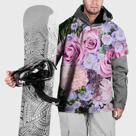 Накидка на куртку 3D с принтом Цветы настоящие разные , 100% полиэстер |  | 