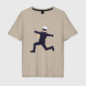 Мужская футболка хлопок Oversize с принтом Satoru Gojo , 100% хлопок | свободный крой, круглый ворот, “спинка” длиннее передней части | Тематика изображения на принте: 