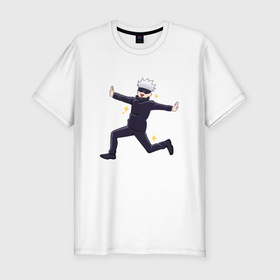 Мужская футболка хлопок Slim с принтом Satoru Gojo в Новосибирске, 92% хлопок, 8% лайкра | приталенный силуэт, круглый вырез ворота, длина до линии бедра, короткий рукав | Тематика изображения на принте: 
