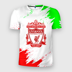 Мужская футболка 3D Slim с принтом Liverpool краски спорт , 100% полиэстер с улучшенными характеристиками | приталенный силуэт, круглая горловина, широкие плечи, сужается к линии бедра | 