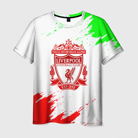 Мужская футболка 3D с принтом Liverpool краски спорт в Петрозаводске, 100% полиэфир | прямой крой, круглый вырез горловины, длина до линии бедер | 