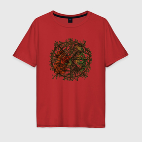 Мужская футболка хлопок Oversize с принтом Red roses в Тюмени, 100% хлопок | свободный крой, круглый ворот, “спинка” длиннее передней части | 