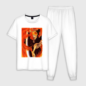 Мужская пижама хлопок с принтом Ичиго Куросаки аниме и манга Блич в Белгороде, 100% хлопок | брюки и футболка прямого кроя, без карманов, на брюках мягкая резинка на поясе и по низу штанин
 | 