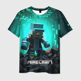 Мужская футболка 3D с принтом Minecraft квадратный персонаж , 100% полиэфир | прямой крой, круглый вырез горловины, длина до линии бедер | 